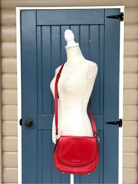 Anna Cori Rossa Vitello Red Leather Crossbody Saddle Bag